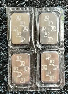 (4) ジョンソン マッセイ JM TD バンク シルバー バー 1 オンス 999 ファイン シルバー｜WORLD RESOURCE【KING店】