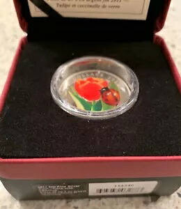 2011 チューリップ ムラーノ ベネチアン ガラス てんとう虫付き 1 オンス 0.9999 銀貨 カナダ｜WORLD RESOURCE【KING店】
