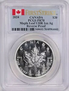2024 カナダ $20 シルバー メープル リーフ - 超高浮き彫りリバース プルーフ PCGS PR70｜WORLD RESOURCE【KING店】