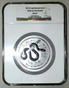 2013 P シルバー オーストラリア 10 オンス 旧暦のスネーク コイン NGC 造幣局 69｜WORLD RESOURCE【KING店】
