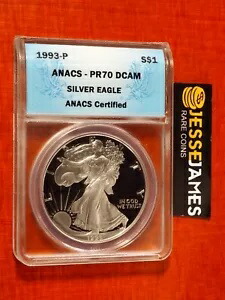 1993 P プルーフ シルバー イーグル ANACS PR70 DCAM ブルーラベル