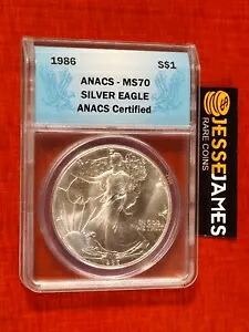 1986 $1 アメリカン シルバー イーグル ANACS MS70 ブルーラベル