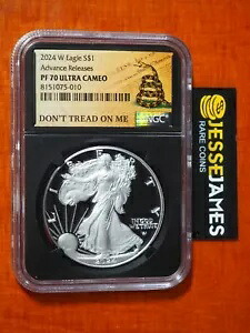 2024 W プルーフ シルバー イーグル NGC PF70 ウルトラ カメオ アドバンス リリースは私を踏みつけません