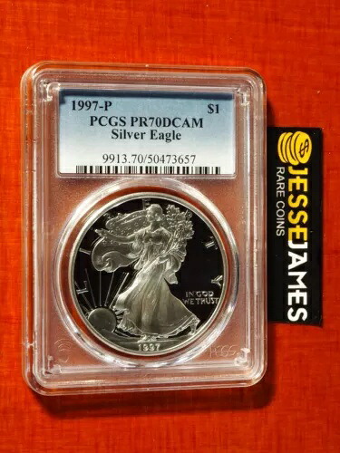 1997 P プルーフ シルバー イーグル PCGS PR70 DCAM クラシック ブルー ラベル