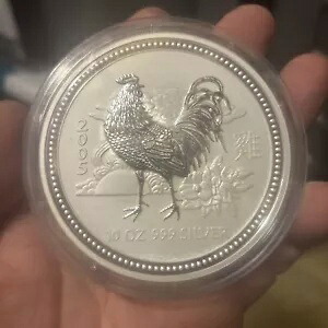 2005 $10 オーストラリア パースミント 10 オンス シルバー イヤー オブ ザ ルースター シリーズ I BU ミント｜WORLD RESOURCE【KING店】