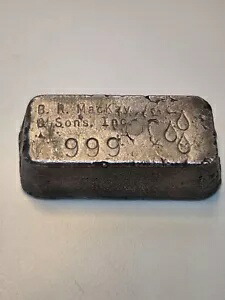 B.R. マッケイ & サンズ Inc. ヴィンテージ オールド ポアード 10.85 オンス .999 ファイン シルバー バー 213,400円
