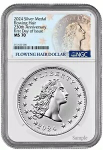 プレセール 2024 流れる髪 230 回目の銀メダル NGC MS70 発行初日 FDI % 213,950円