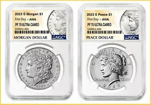 2023 S モーガン＆ピース シルバーダラー NGC プルーフ PF70 ～ 2コインセット ANAショー