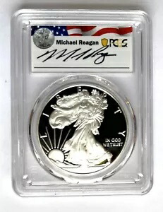 2021 W プルーフ シルバー イーグル PCGS PR70 DCAM タイプ 1 FDOI マイケル レーガン アイテム番号 NRT