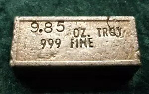 ヴィンテージ手注ぎシルバーバー 9.85 トロイ オンス 0.999 SLV。ほぼ10オンス
