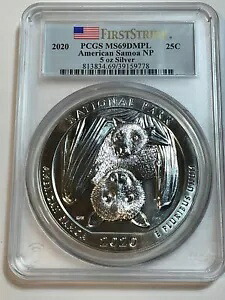 2020 5 オンス シルバー アメリカン サモア PCGS MS69 DMPL ファースト ストライク ラベル ロー POP