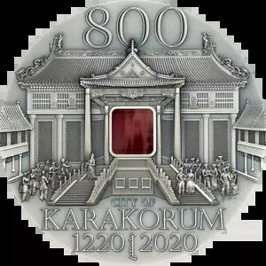2020 2 オンス カラコルム市銀貨 MS 70 800 周年記念 - モンゴル