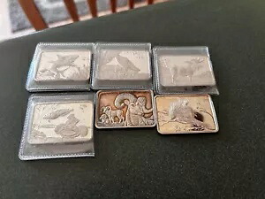 アメリカン ワイルドライフ コレクション 1オンス .999 アート バー ロット (6) ハミルトン ミント サメ フィッシュ