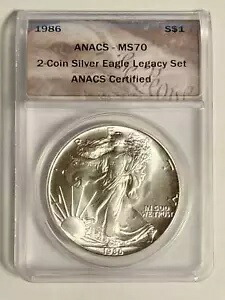 1986 P ANACS MS-70 - シルバー イーグル - 2 コイン シルバー イーグル レガシー セット (1 コイン)