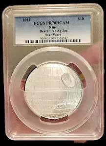 2022 スターウォーズ PCGS PR 70 DCAM ニウエ Ag 3オンス シルバー $10 DEATH STAR