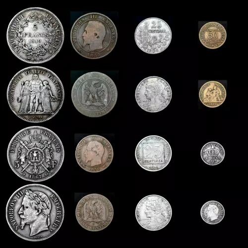 1849A-1922 - フランスの歴史的なコイン 8 枚 ???? - 大量送料無料!!!!