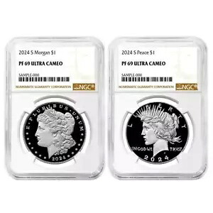 2024-S $1 プルーフ モーガン アンド ピース シルバー ダラー 2 個セット NGC PF69UC ブラウン ラベル｜WORLD RESOURCE【KING店】