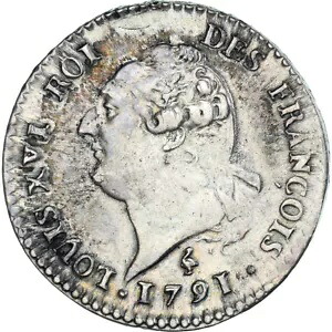 [#1172379] コイン、フランス、ルイ 16 世、15 ソル フランソワ、1791 年、パリ、EF、シル、ver｜WORLD RESOURCE【KING店】