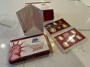 (5) 2000 米国造幣局シルバー プルーフ セット、COA 付きボックス入り - 10 コイン セット ????｜WORLD RESOURCE【KING店】