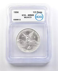 1996 Mo メキシコ 1/2 オンザ シルバー リベルタード MS69 ICG *8796｜WORLD RESOURCE【KING店】