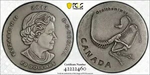 2017 カナダ Ornithomimus Fossil Silver 20 ドル アンティーク仕上げ PCGS MS69｜WORLD RESOURCE【KING店】