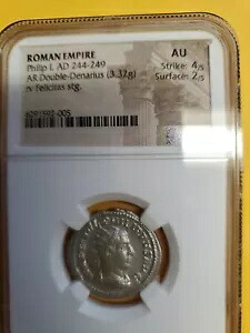 フィリップ 1 世 A.D.244\u003d249.AR.DOUBLE\u003dデナリウス銀 NGC 高級古代...