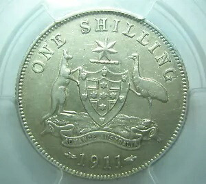 オーストラリア 1 シリング 1911 PCGS XF 40 希少シルバー ジョージ 5 世 ブリテン エミュー グレーディング｜WORLD RESOURCE【KING店】