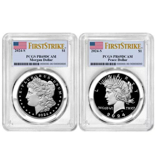 2024-S $1 プルーフ モーガンとピース シルバー ダラー 2 個セット PCGS PR69DCAM FS フラグ ...｜WORLD RESOURCE【KING店】