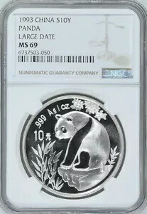 NGC MS69 1993 チャイナ パンダ 1 オンス シルバー コイン ラージ デイト|WORLD RESOURCE【KING店】
