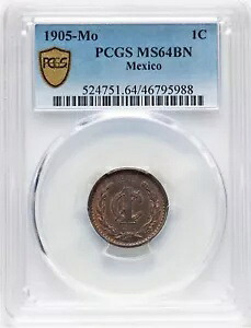 メキシコ エスタドス ウニドス 1905 1 センタボ コイン PCGS 認定、未流通 MS64-BN|WORLD RESOURCE【KING店】