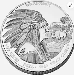 2024 オグララ ラコタ スー ネイション $1 1 オンス シルバー ウォーボンネット プルーフ、ボックス、COA|WORLD RESOURCE【KING店】