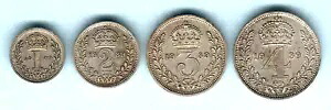 イギリス。 1939 ジョージ 6 世 - 4 ピース シルバー マウンディ セット。1D、2D、3D、および 4D。｜WORLD RESOURCE【KING店】