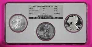 3 個セット 2006 W&P シルバー イーグルス 20 周年記念 シルバー ダラー NGC PF MS 69 7119｜WORLD RESOURCE【KING店】