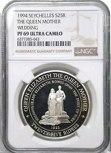 1994 クイーン マザー ウェディング 25 ルピー銀貨 NGC PF69UC｜WORLD RESOURCE【KING店】