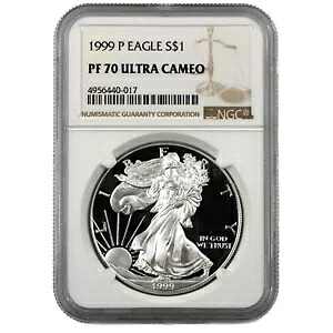 1999-P $1 NGC PF70 UCAM アメリカン シルバー イーグル ブラウン ラベル スポット フリー ホワイト｜WORLD RESOURCE【KING店】