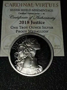 1オンス シルバー 2018 Cardinal Virtues - ジャスティス プルーフ コア シルバー シールド付き｜WORLD RESOURCE【KING店】
