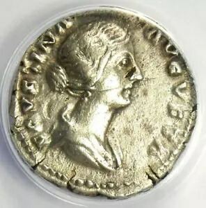 ファウスティナ ジュニア AR デナリウス銀貨 157-161 AD - 認定 ANACS VF35