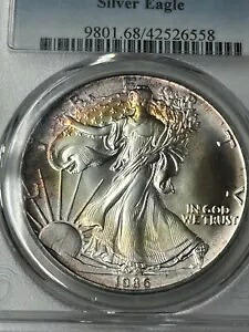 1986 アメリカン シルバー イーグル PCGS MS68 1 年目 ミント/美しいトーン