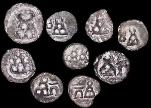 古代インドのタキシラ・プシュカラヴァティ 1/4 カルシャパナ コイン 9 枚のコレクション (紀元前 2 年)|WORLD RESOURCE【KING店】