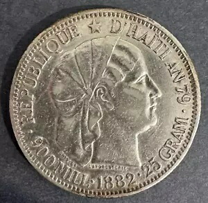 1882 ハイチ 25 グラム 1 グールド銀貨 -- ニース XF/AU｜WORLD RESOURCE【KING店】