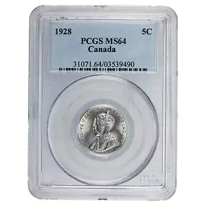 カナダ 1928 5 セント ニッケル コイン - PCGS MS-64|WORLD RESOURCE【KING店】
