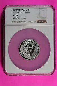 2000 MS 69 $2 イヤー オブ ザ ドラゴン 2 オンス .999 上質銀貨 オーストラリア NGC 7069｜WORLD RESOURCE【KING店】