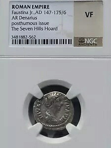 ファウスティナ J.r..A.D.147 TO175/6 ..AR.デナリウス シルバー ベリー ファイン.ピーコック オン...リバー|WORLD RESOURCE【KING店】