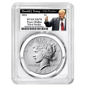 2024 $1 ピース シルバー ダラー PCGS MS70 FS トランプ第 45 代大統領ラベル|WORLD RESOURCE【KING店】