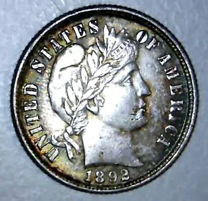 1892 US Barber Dime - ゴージャスな初年度発行コイン + 送料無料 (TB77)