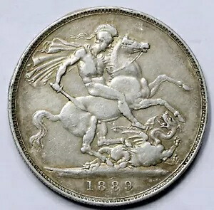 1889 イギリス ビクトリア クラウン銀貨 # 407