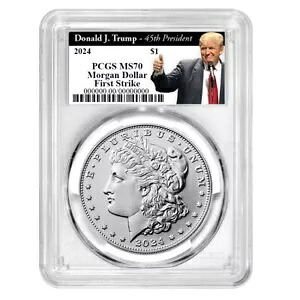 2024 $1 モーガン シルバー ダラー PCGS MS70 FS トランプ第 45 代大統領ラベル|WORLD RESOURCE【KING店】