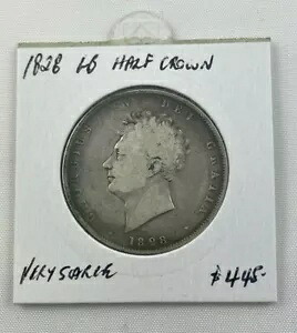 1828年 イギリス ハーフクラウン - 非常に希少 - 素晴らしいコイン!!