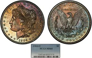 1904-O $1 モルガン ドル - 複雑な PQ レインボー トーニング - PCGS MS 64 - SKU-B2021|WORLD RESOURCE【KING店】