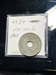 1934 パレスチナ 10 ミル テン ミル コイン AU *希少な日付*